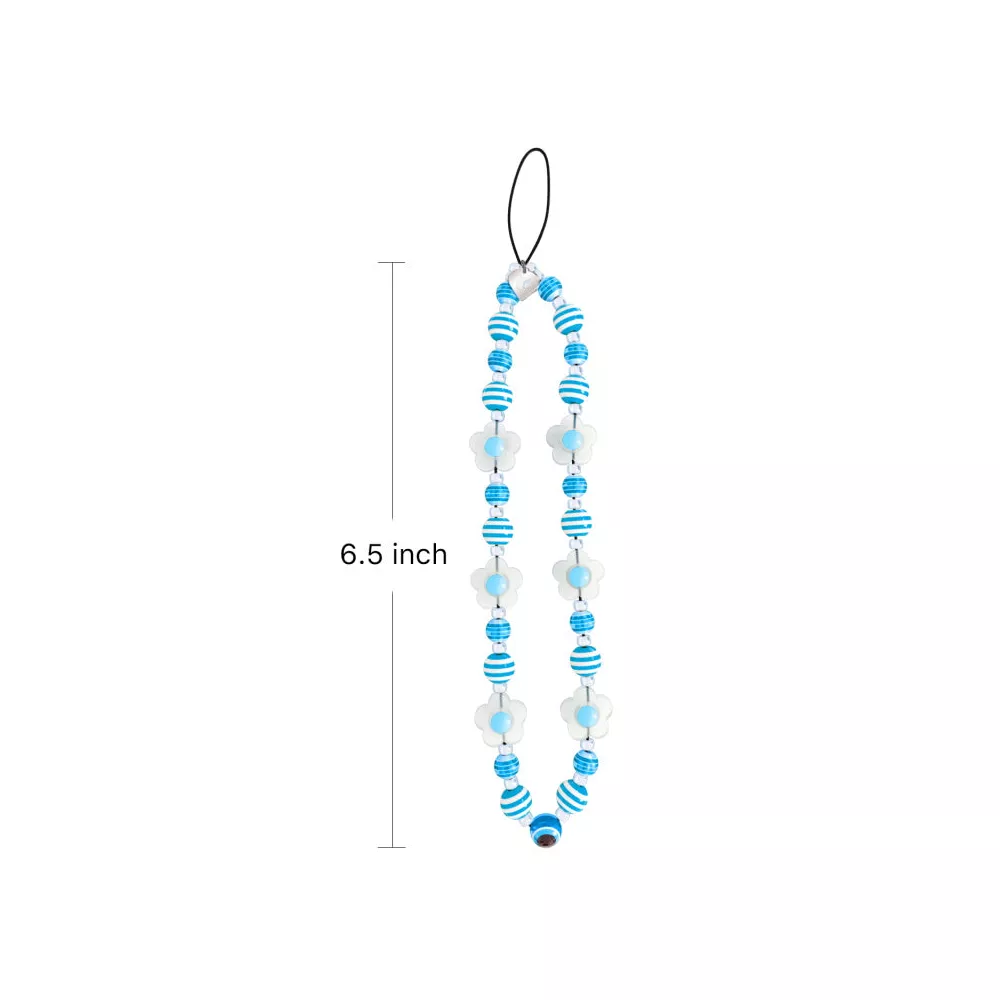 Beaded Wristlet Phone Lanyard with Floral Decor