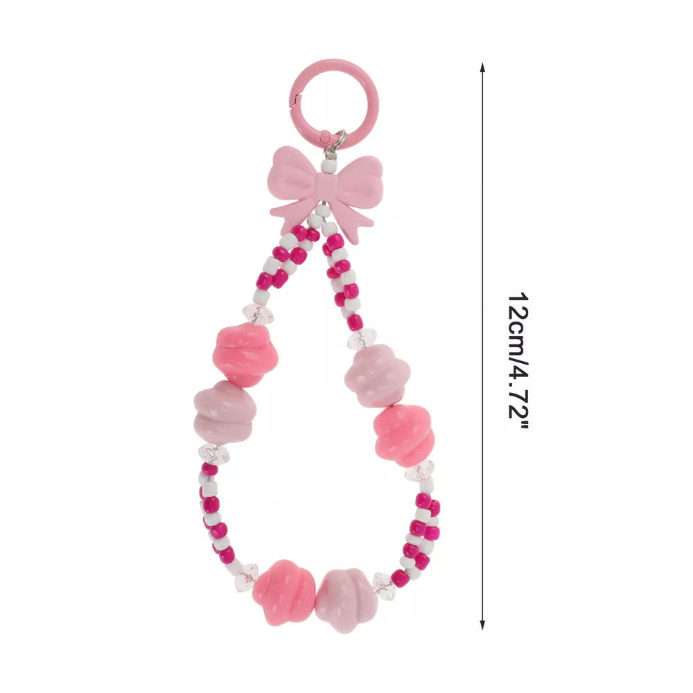 Bow Decor Beaded Phone Lanyard Charm