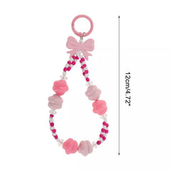 Bow Decor Beaded Phone Lanyard Charm