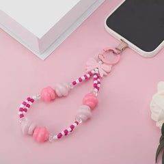 Bow Decor Beaded Phone Lanyard Charm